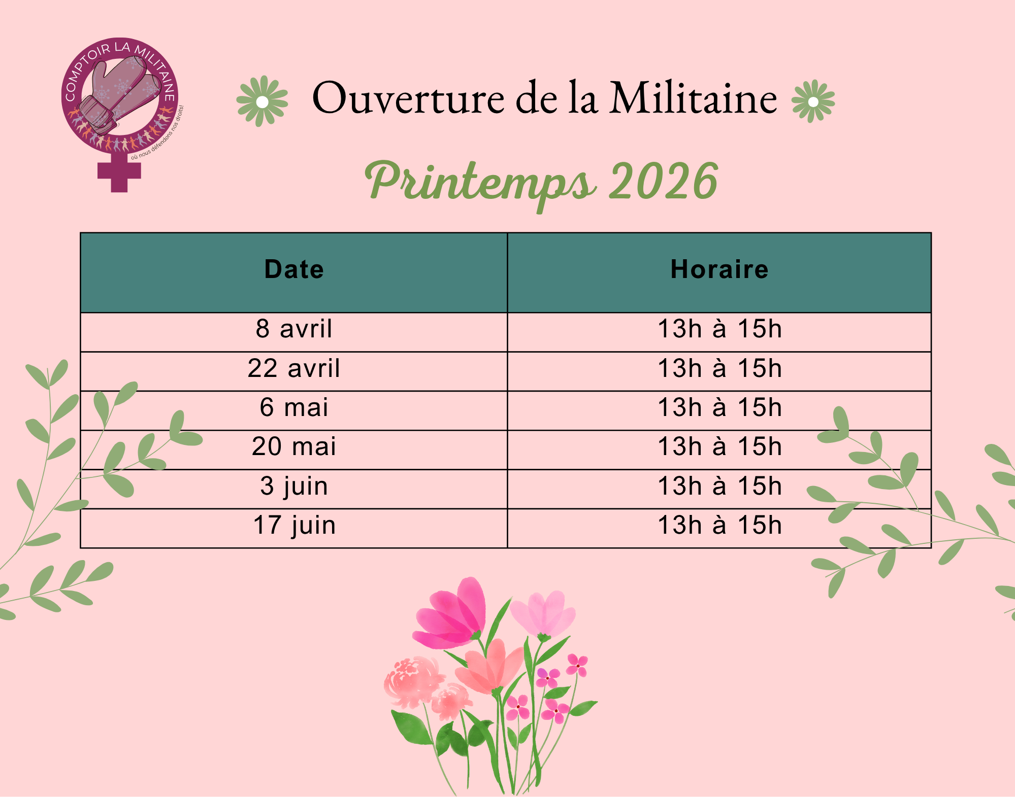 Calendrier militaine printemps 2026