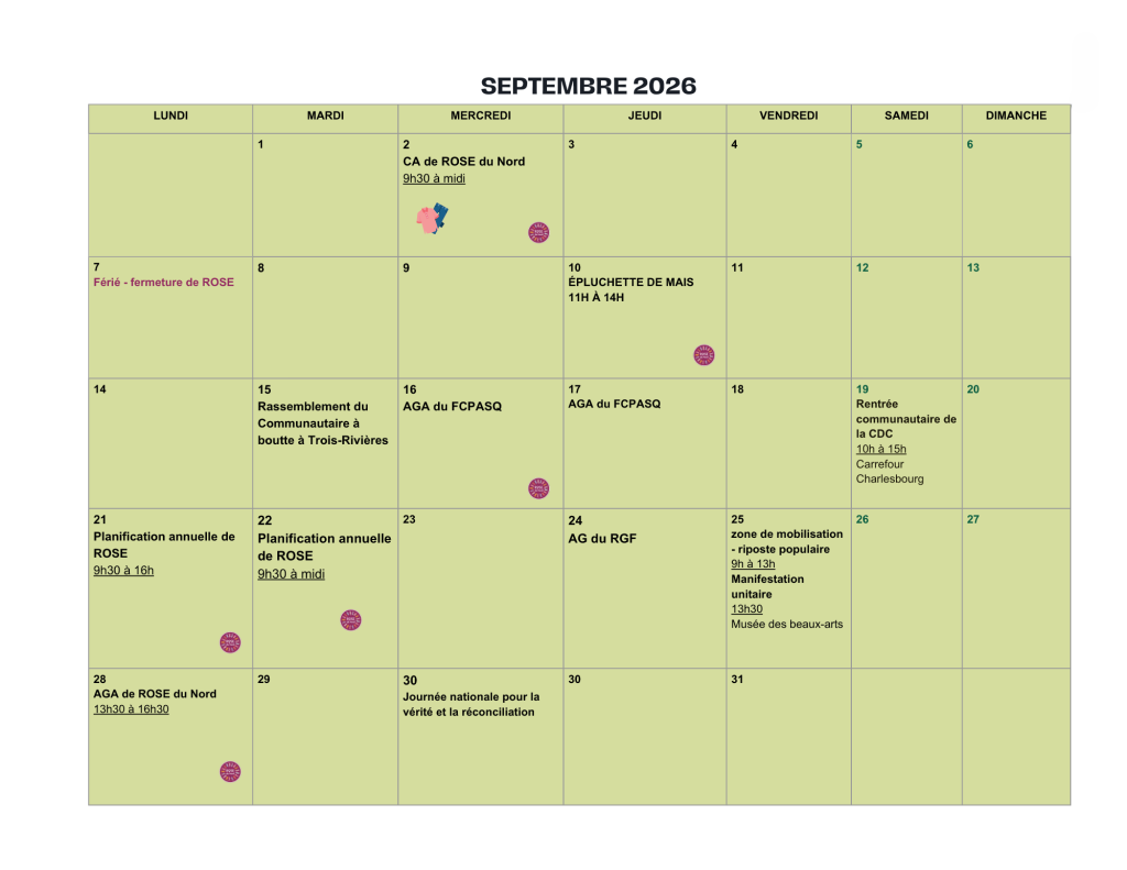 Inform'elles septembre 2026 calendrier
